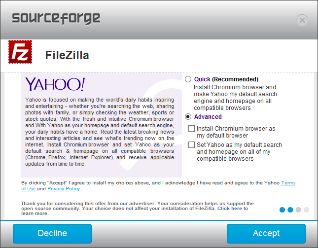 Sourceforge Filezilla Install - Optional